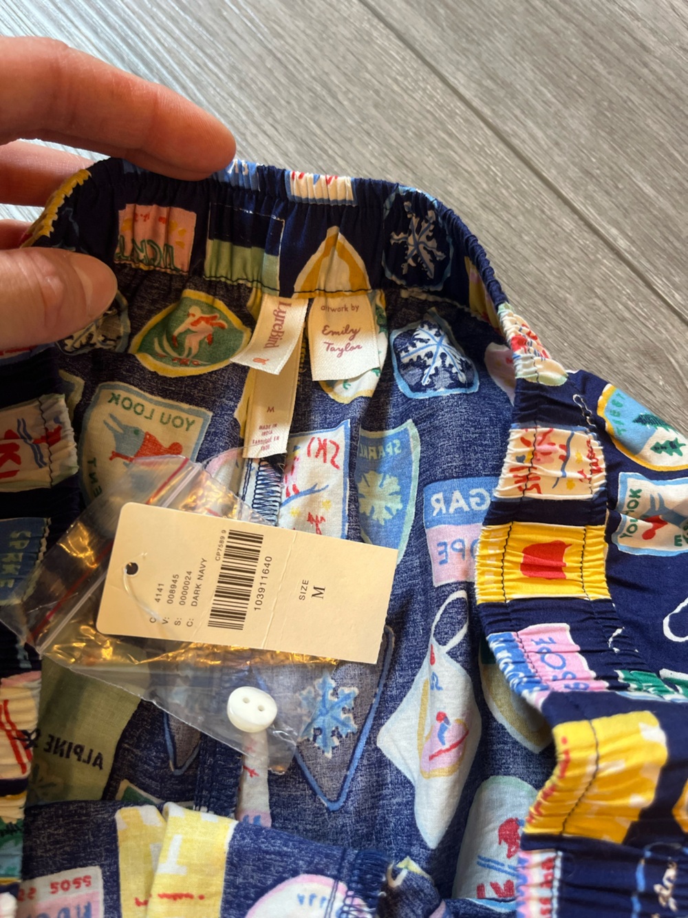 NWT Anthropologie Lyrebird "The Wren" Cotton Boxer Pj Emily Taylor Lift Ski M - Picture 5 of 12